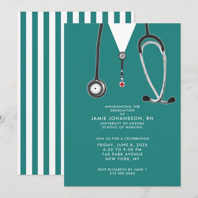 Cartes d'invitation à la fête de remise des diplôm (Devant / Derrière)