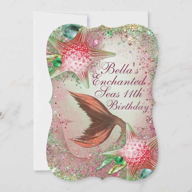 Cartes d'invitation à la fête de sirène des mers e (Devant)