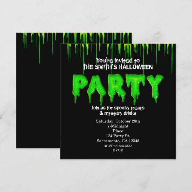 Cartes d'invitation à la fête d'Halloween amusante (Devant / Derrière)