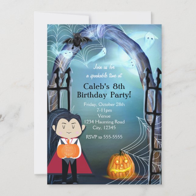 Cartes d'invitation à la fête d'Halloween du petit (Devant)