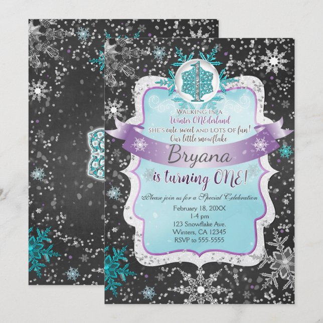 Cartes d'invitation à la fête du 1er anniversaire  (Devant / Derrière)