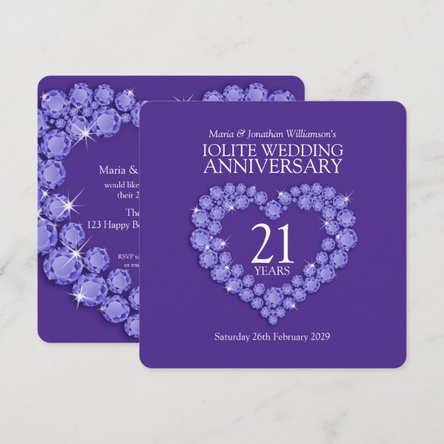 Cartes d'invitation à la fête du 21e anniversaire  (Devant / Derrière)