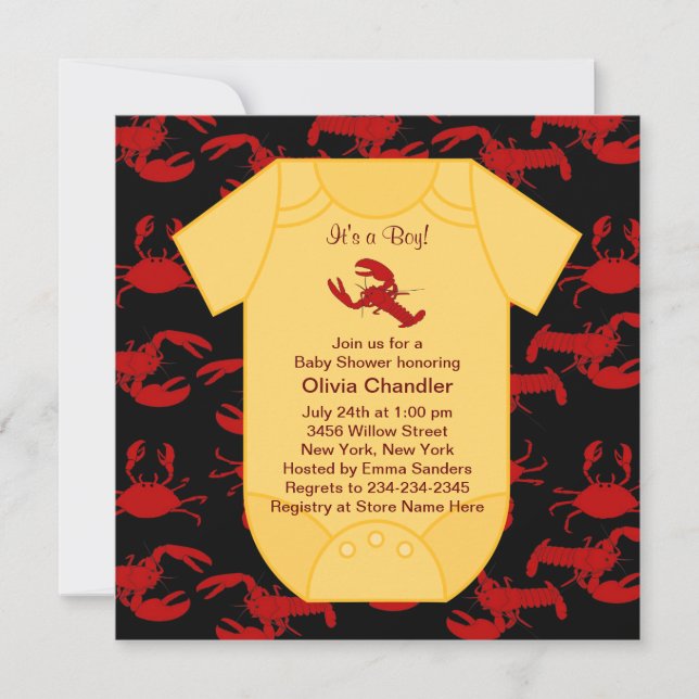 Cartes d'invitation à la fête prénatale Crawfish L (Devant)