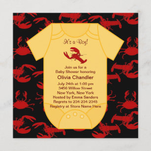 Cartes d'invitation à la fête prénatale Crawfish L