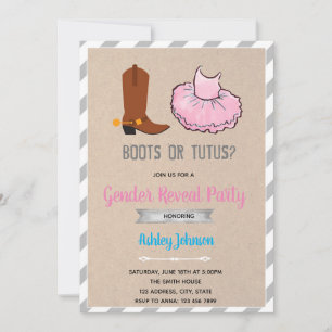 Cartes d'invitation à la révélation du sexe Bottes