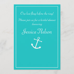 Cartes d'invitation à l'ancre marine turquoise
