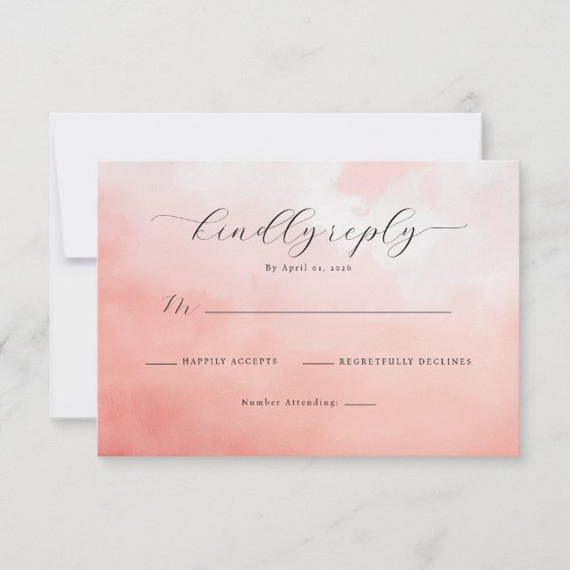 Cartes d'invitation à l'aquarelle rose chaud (Devant)