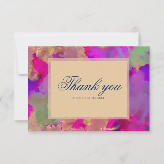 Cartes d'invitation à l'encre marbrée rose, violet (Devant)