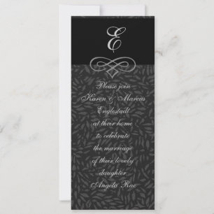 Cartes d'invitation à monogramme élégant noir et b