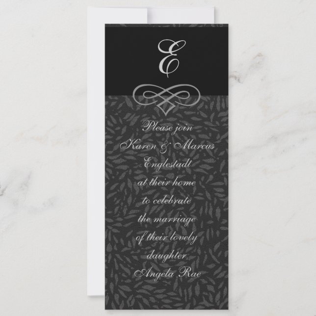 Cartes d'invitation à monogramme élégant noir et b (Devant)