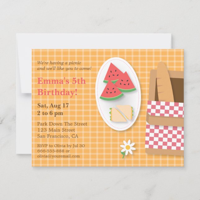 Cartes d'invitation à thème carreau pour une fête  (Devant)