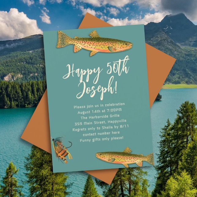 Cartes d'invitation à thème pêche à la truite pour (Créateur téléchargé)