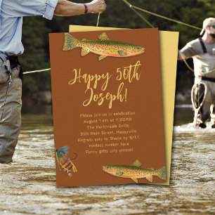 Cartes d'invitation à thème pêche à la truite pour
