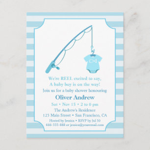 Cartes d'invitation à thème pêche moderne pour une