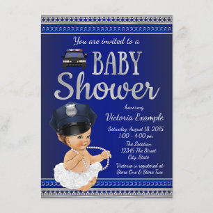 Cartes d'invitation à une baby shower Policier Fil