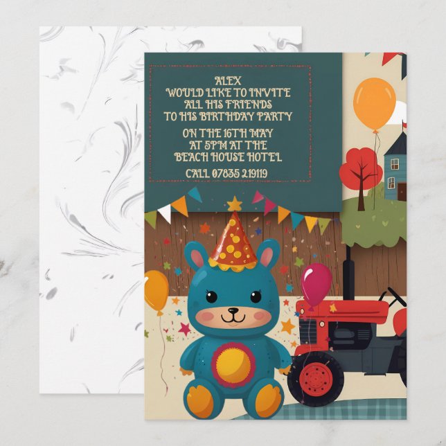 Cartes d'invitation à une fête (Devant / Derrière)