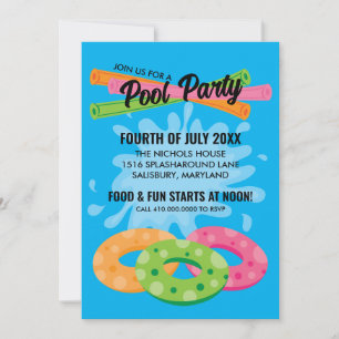 Cartes d'invitation à une fête au bord de la pisci