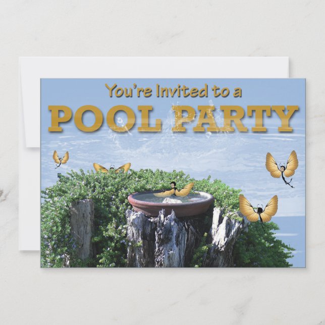 Cartes d'invitation à une fête au bord de la pisci (Devant)