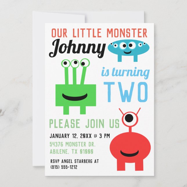 Cartes d'invitation à une fête d'anniversaire de M (Devant)