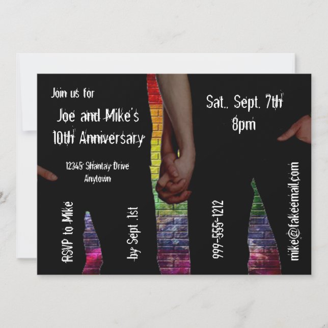 Cartes d'invitation à une fête d'anniversaire gay (Devant)