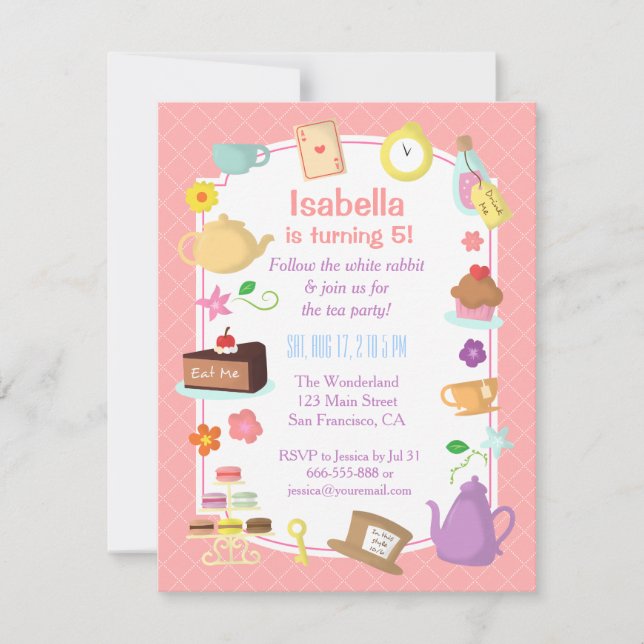 Cartes d'invitation à une fête d'anniversaire sur  (Devant)