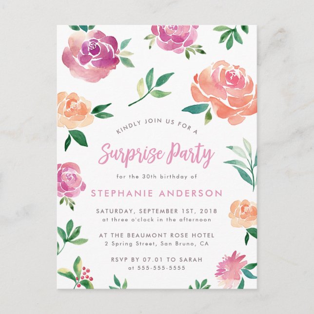 Cartes d'invitation à une fête d'anniversaire surp (Devant)