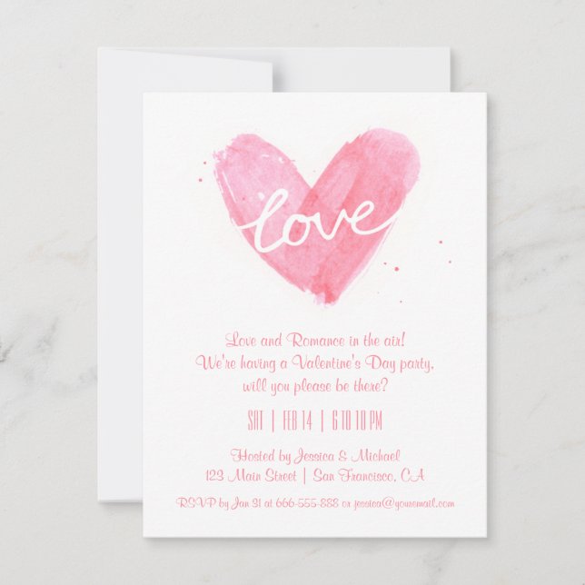Cartes d'invitation à une fête de la Saint-Valenti (Devant)