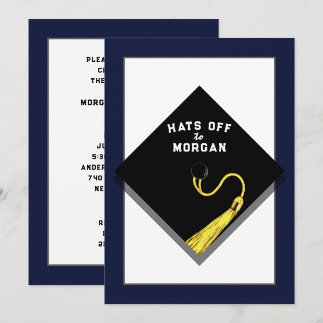 Cartes d'invitation à une fête de remise de diplôm (Devant / Derrière)