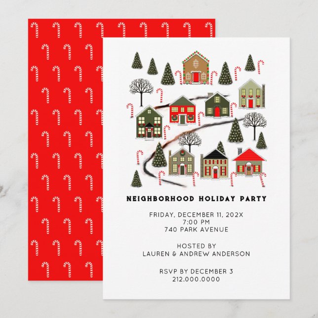 Cartes d'invitation à une fête de vacances (Devant / Derrière)