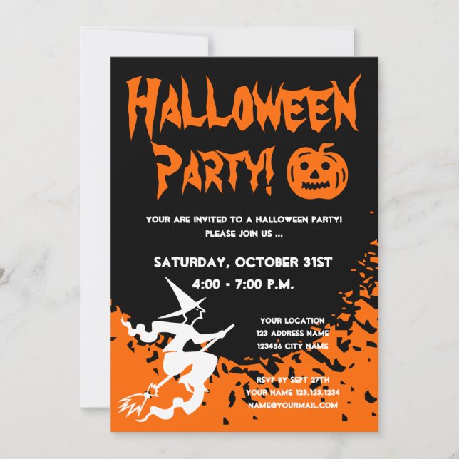 Cartes d'invitation à une fête d'Halloween avec ci (Devant)