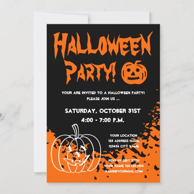 Cartes d'invitation à une fête d'Halloween avec ci (Devant)