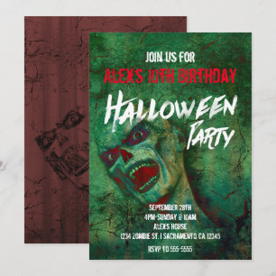 Cartes d'invitation à une fête Halloween de zombie