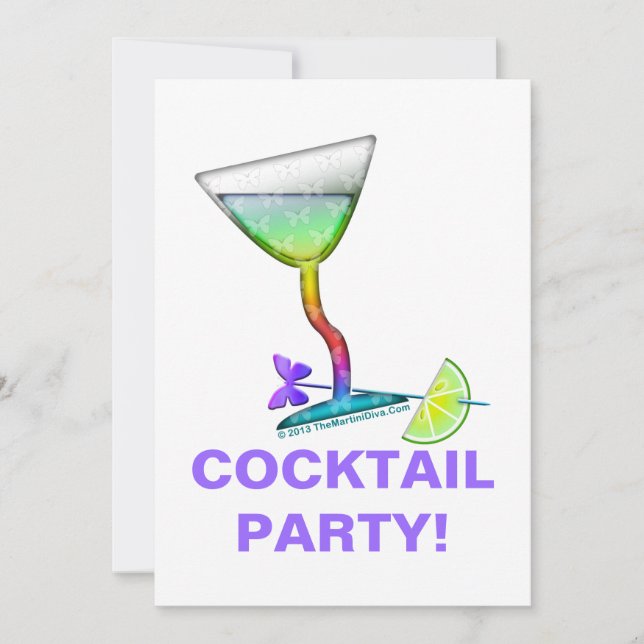CARTES D'INVITATION À UNE FÊTE - MARTINI PAPILLON (Devant)