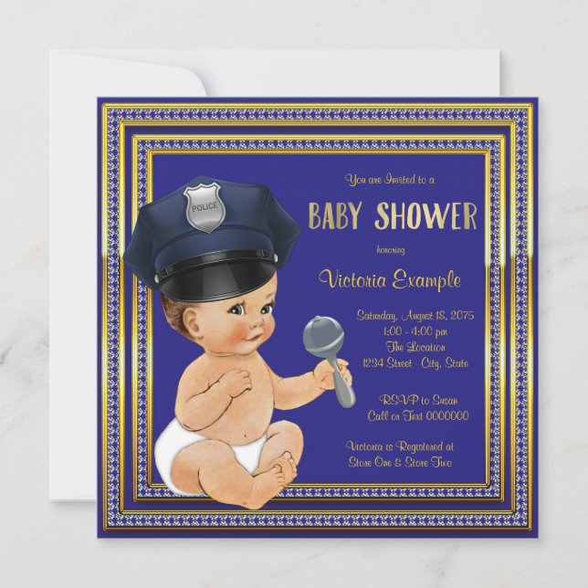 Cartes d'invitation à une fête prénatale pour poli (Devant)