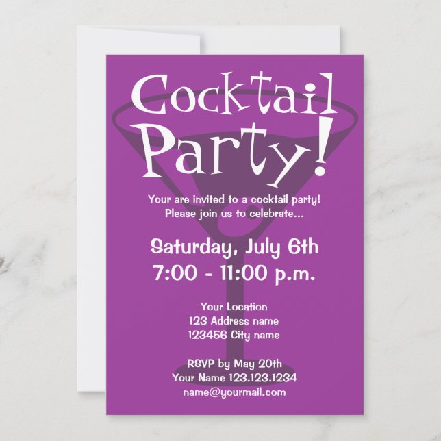 Cartes d'invitation à une soirée cocktail pour cél (Devant)