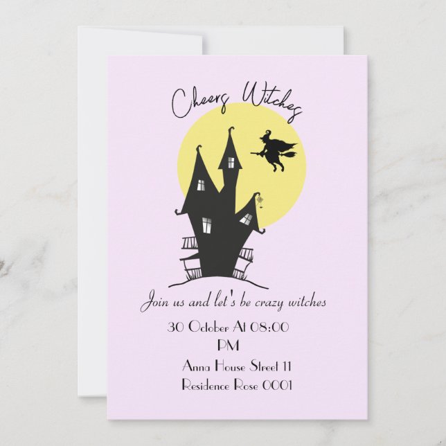 Cartes d'invitation à une soirée de sorcières pour (Devant)