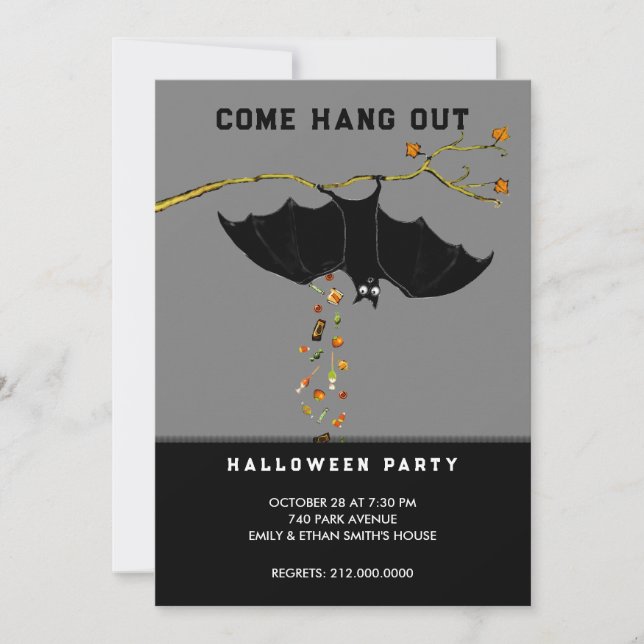 Cartes d'invitation à une soirée d'Halloween (Devant)