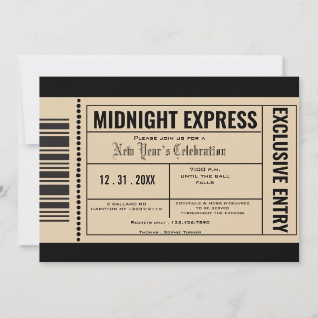 Cartes d'invitation à une soirée du Nouvel An (Devant)