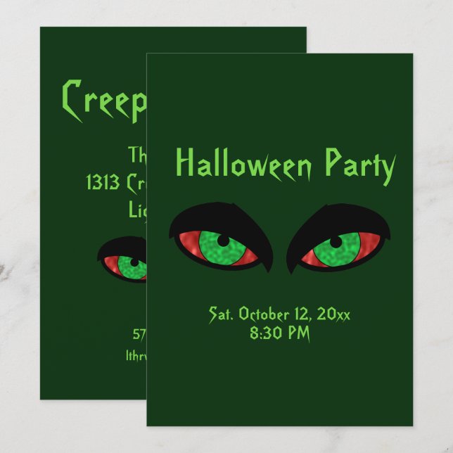 Cartes d'invitation à une soirée Halloween (Devant / Derrière)