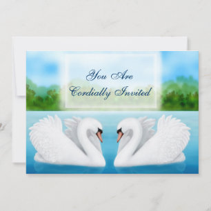 Cartes d'invitation Amour Oiseaux Cygnes