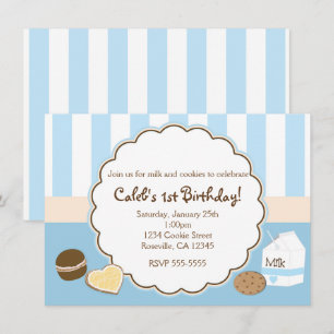 Cartes d'invitation anniversaire bleues Cookies &