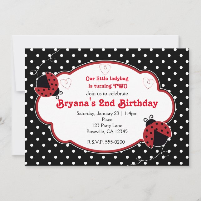 Cartes d'invitation anniversaire rouge et noir coc (Devant)