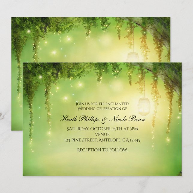 Cartes d'invitation Arbres de la Forêt Enchantée R (Devant / Derrière)
