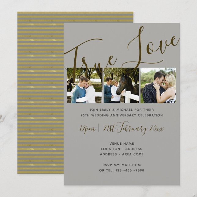 Cartes d'invitation argentées pour collage photo 2 (Devant / Derrière)