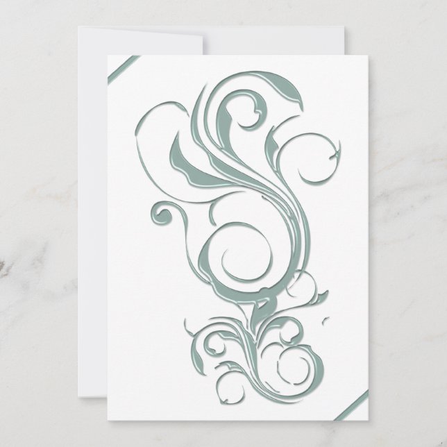 Cartes d'invitation aspect gaufrage Jade Gris (Devant)