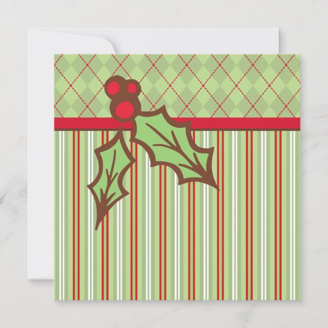 Cartes d'invitation au houx de Noël (Devant)