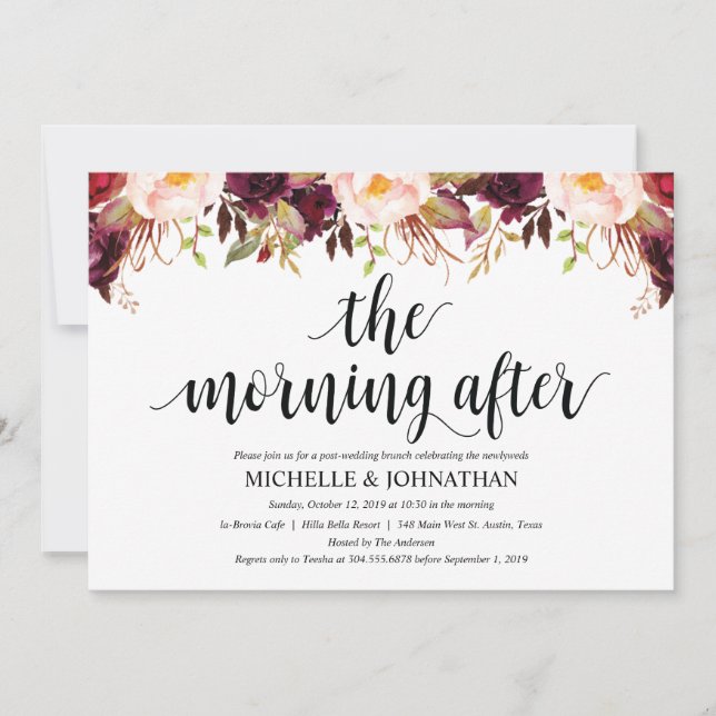 Cartes d'invitation au mariage après la cérémonie  (Devant)