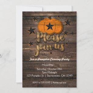 Cartes d'invitation automnales en bois rustique ci