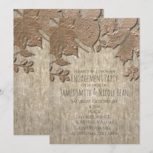 Cartes d'invitation automnales rustiques en bois b