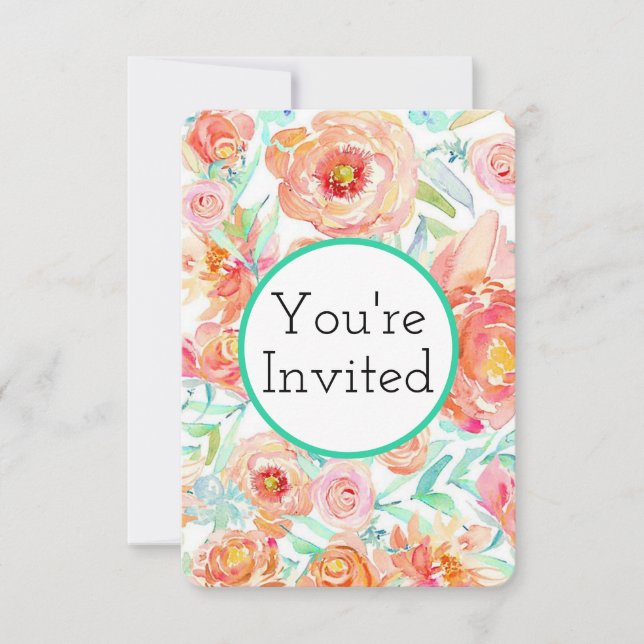 Cartes d'invitation aux pivoines florales (Devant)